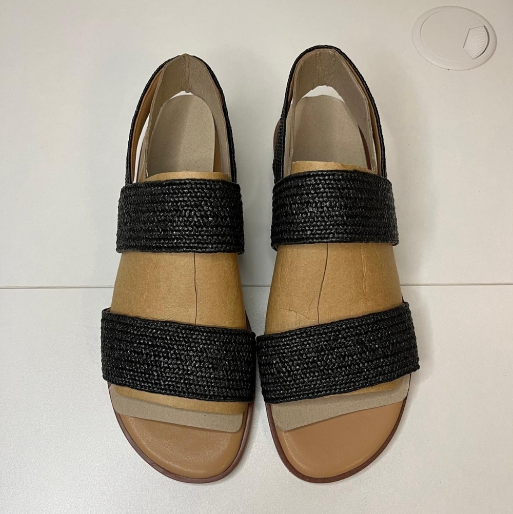 Easy Spirit Black Two-Band Slingback Sandals
